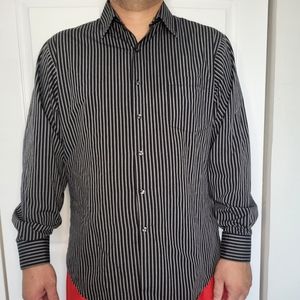 Van Heusen Fitted black striped dress shirt
